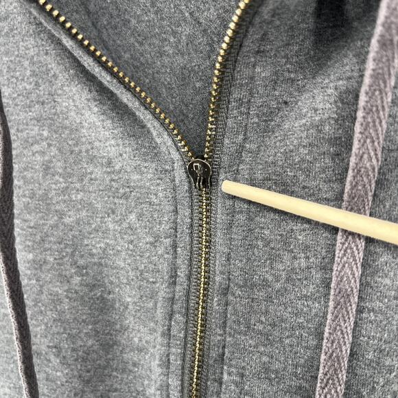 EILEEN FISHER Jacket M Stretch Organic Cotton Hoodie Full Zip Asymmetric Gray - Picture 11 of 15